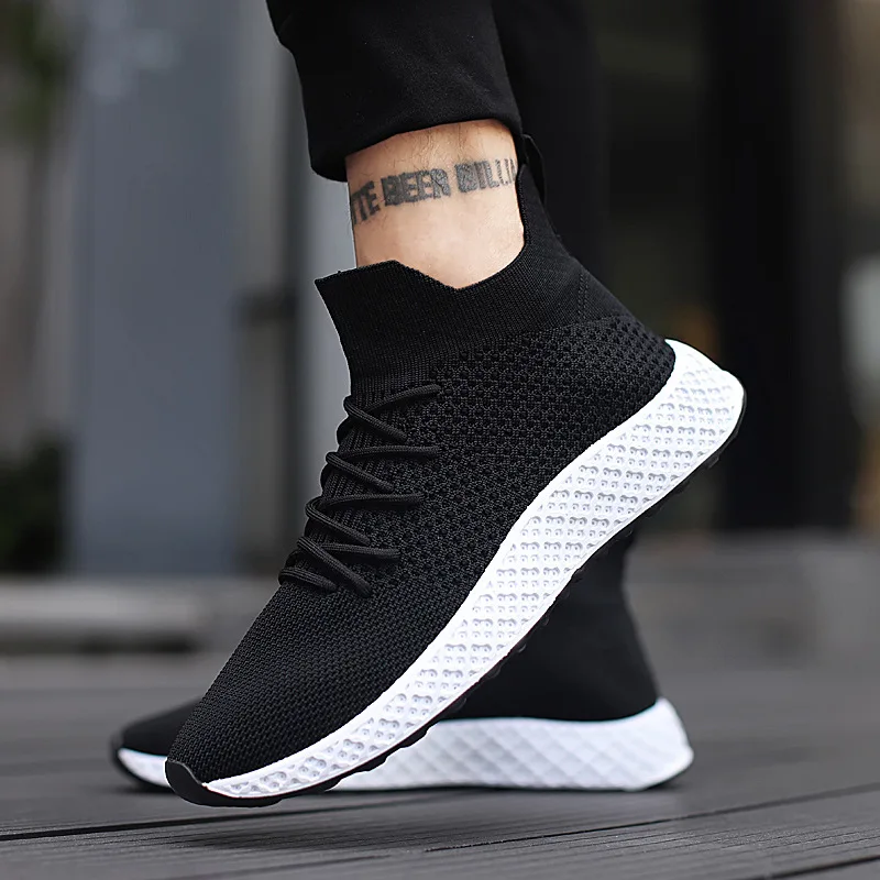 Hot sale USA top quality breathable upper fly knitting casual men sport sock shoes