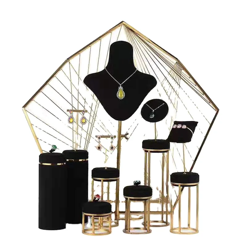 JINSKY high end plating metal jewelry display set jewellery  stand different colors
