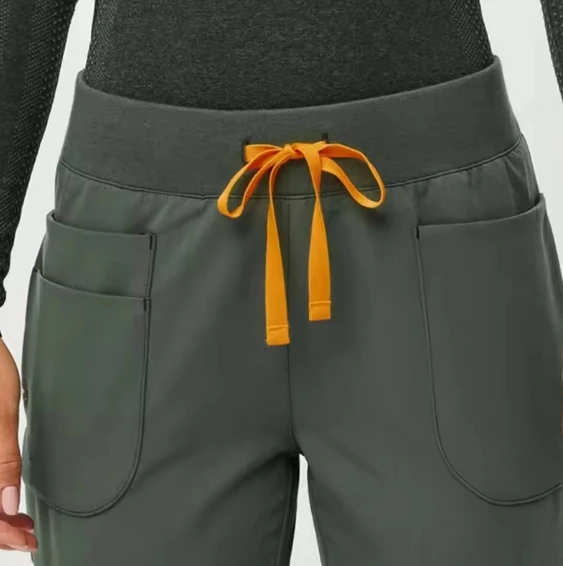 OEM Factory Custom Rayon Unisex Scrubs Neutral White Hospital Medical Uniforms Burnt Orange Jogger featuring Custom Collar