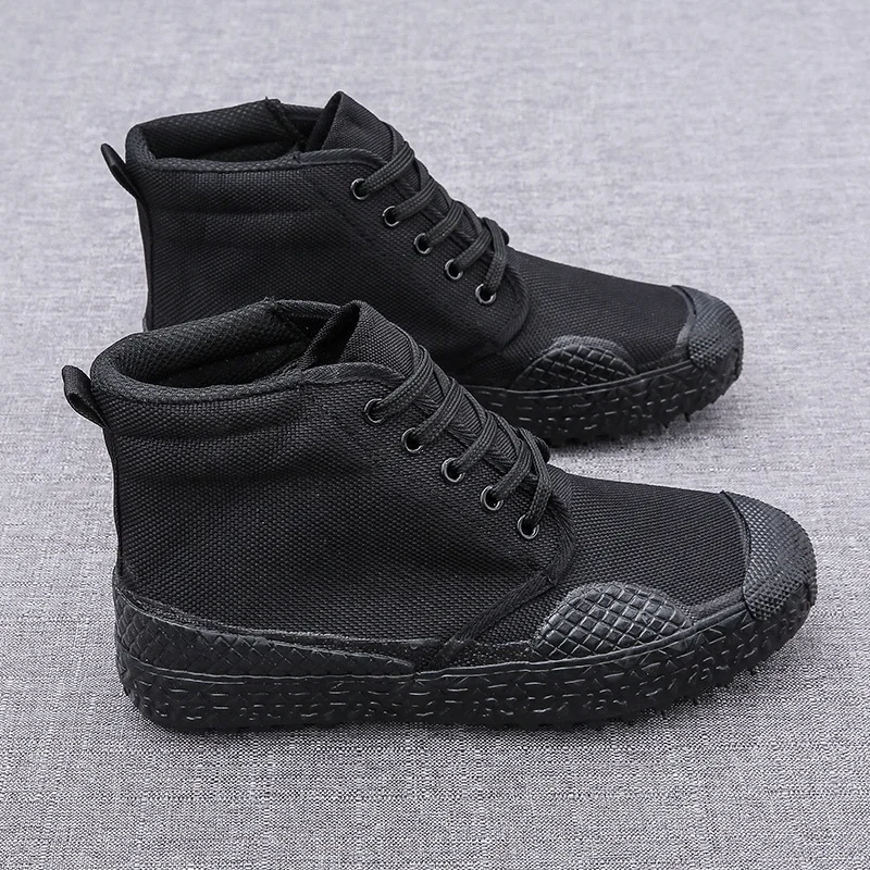 High Top China Factory Cheep Training Work Shoes Agriculture Field Camouflage Black Shoes