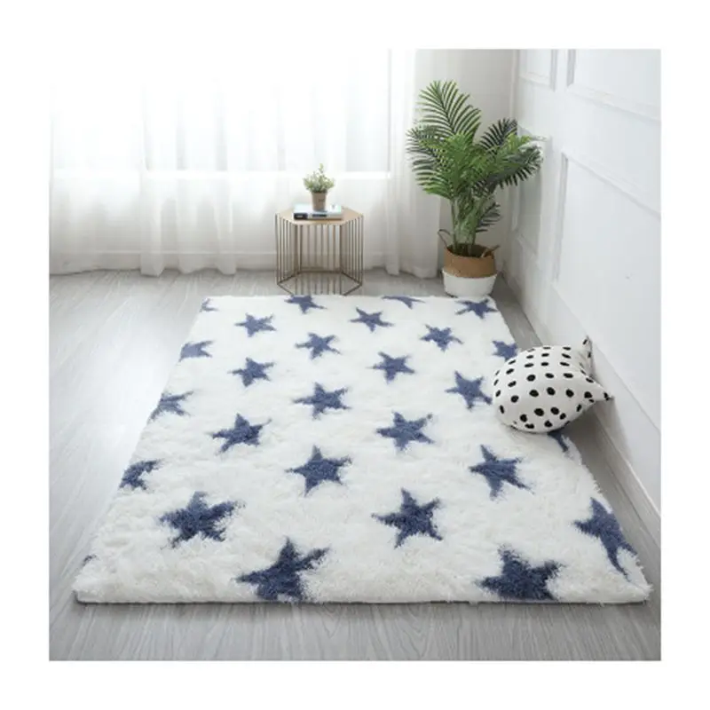 Beautiful Shaggy Alfombra Tie-dye Carpet Plush Silky Rugs Kids Room Floor Fluffy Mats Faux Fur Area Rug for Living Room Mats