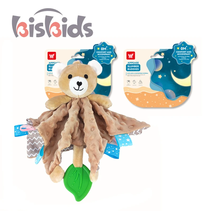 Creative Baby Security Blanket Sleeping Soothing Blanket Cartoon Bear Sleeping  Saliva Towel Cartoon Stuffed Plush Animal Toys