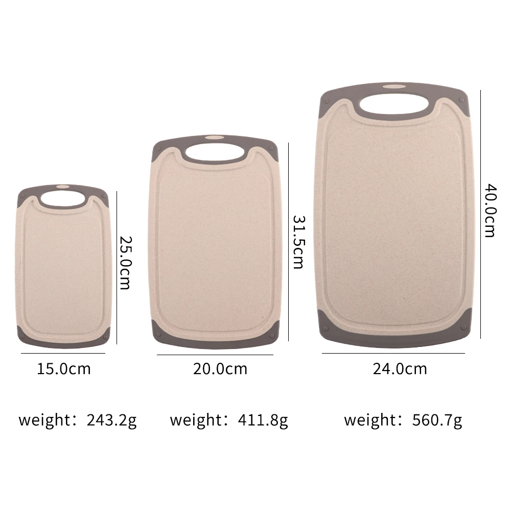 High Quality PP Material Kitchen Chopping Board Set Multisize Block Cutting Board in Rectangle Shape for Food Preparation