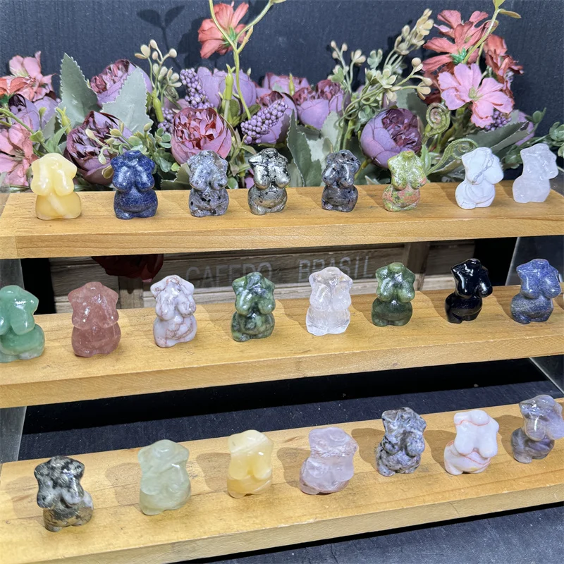 Hot Sale Fengshui Natural Crystals Healing Stones Crystal  Craft Mixed Mini Lady Body  for Souvenir