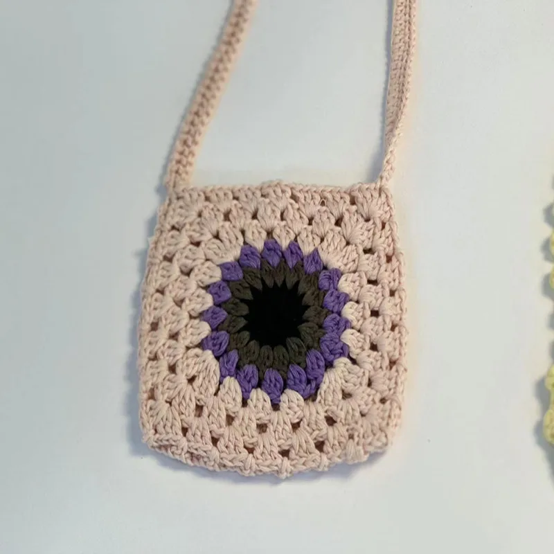 New Candy Color Creative Handmade Knitting Hollow Mobile Phone Bag