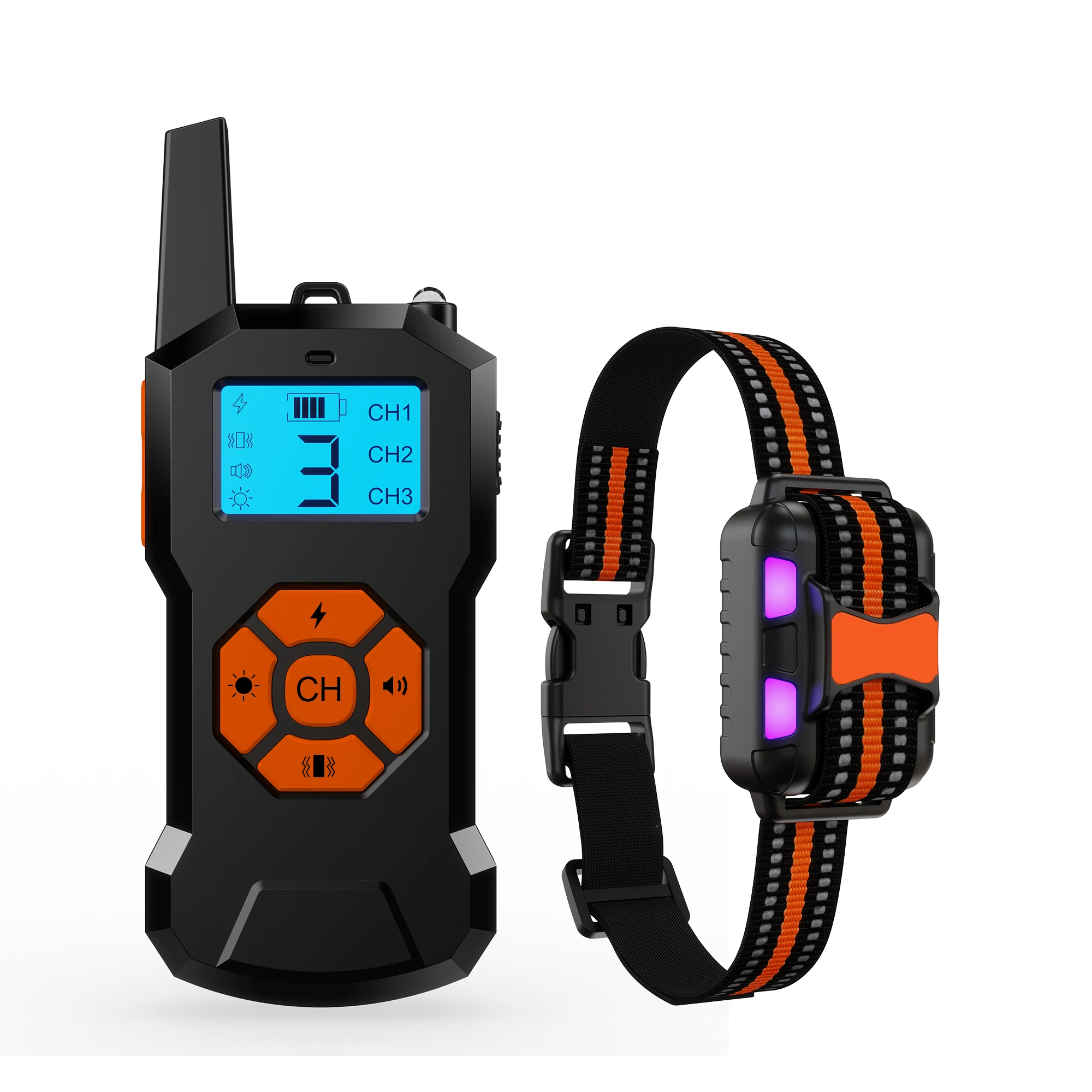 300mAh Rechargeable IPX7 Waterproof 500yards Remote Control Pet Training Collar Electric Dog Shock Collar With LED Light