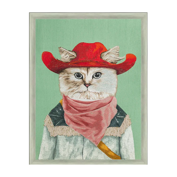 Guanpai embroidery children cartoon animal portrait series decorative hanging paintings
