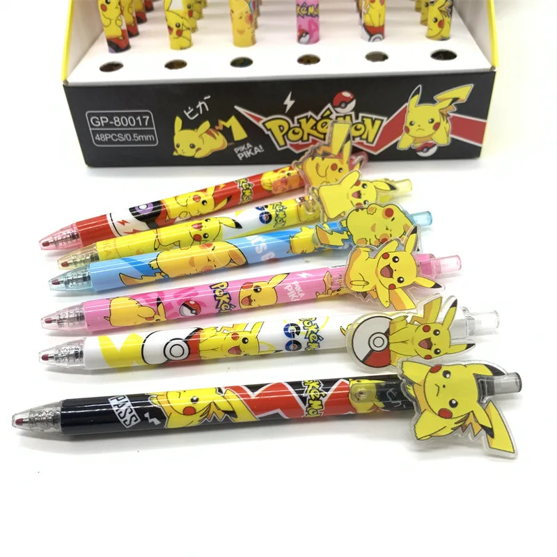 School Stationery poke ballpoint pen, 0.5mm poke mon go pressing pen, 48pcs/box pocket monster ballpoint pen