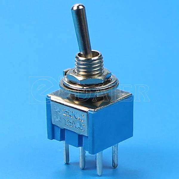 Factory Direct High Quality Miniature Toggle Switch with 6 PCB Terminals ON-ON Light Blue/Red  Base MTS Toggle Rocker Switch