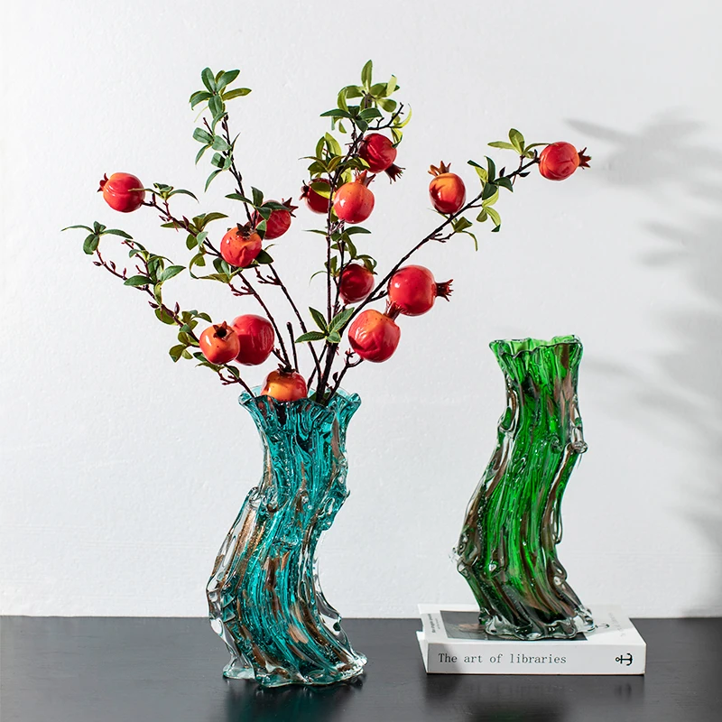 Murano Art Craft Colored Glaze Glass Craft Hand Made Blown Glass for Home Decoration vase