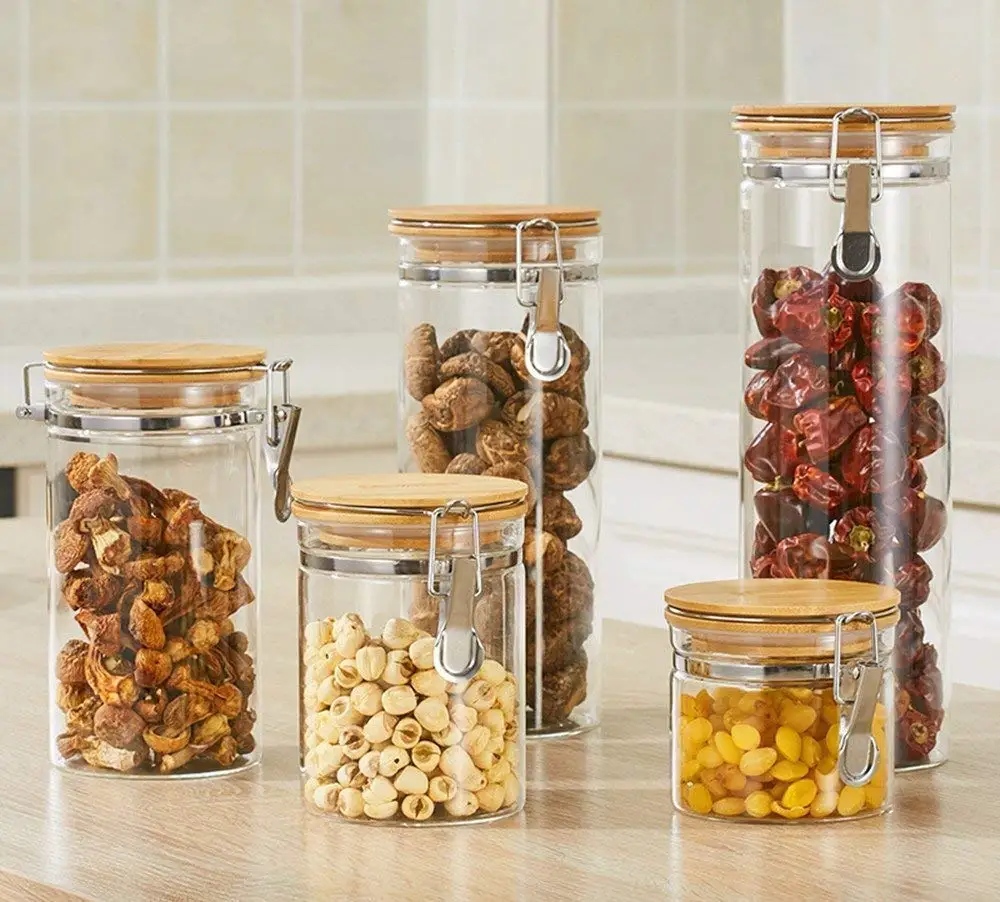 Most popular storage glass bottle cookie stash jar with lock