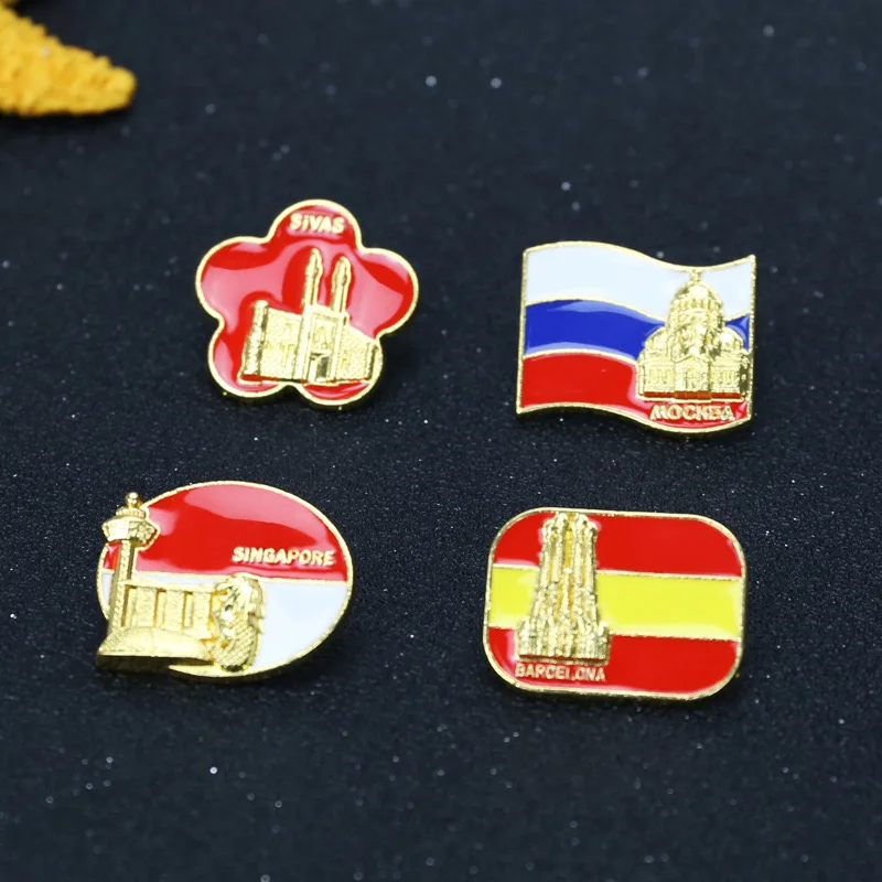 Новый продукт, брошь в виде флага, здания, в наличии, брошь с российским испанским флагом, мультяшная брошь