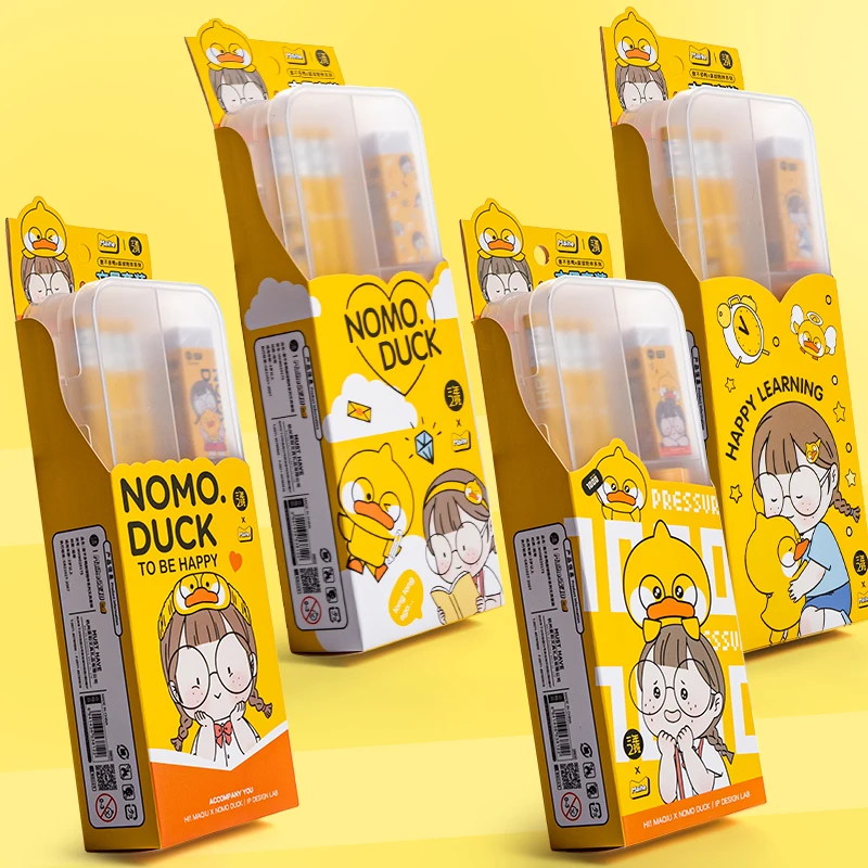 
Maihe Nomo duck Back To School Children Cute Cartoon Kids Pencil Gift School Supplies Pencil Ruler Eraser Stationery Set 