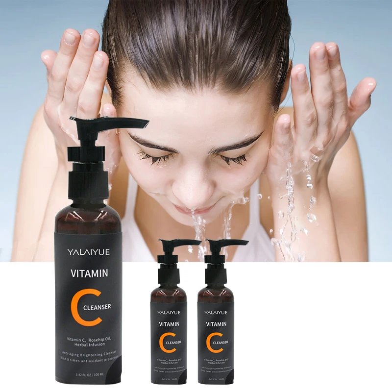 Foaming Beauty Facial Cleanser With Organic Vitamin C Skincare Foam Face Wash Set Acne Cleansing Lotion Skin oil Washes Gel