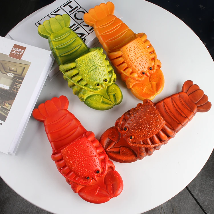 2022 summer new couple fashion cool slippers cute cartoon lobster flat parent-child shoes leisure beach slippers home shoes