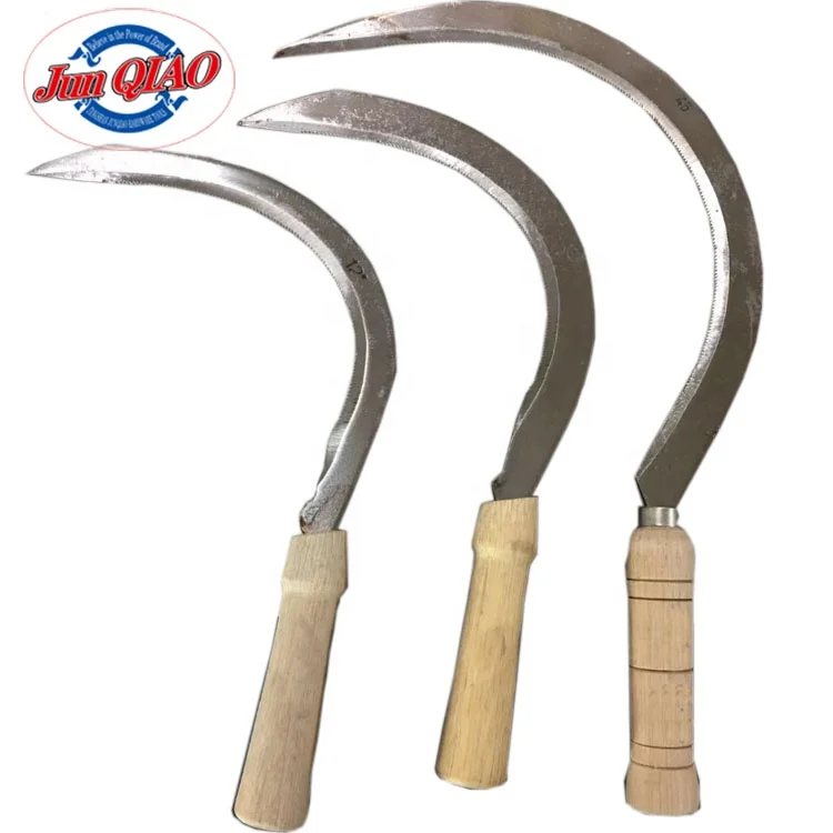 Hight Quality Wooden Handle  Cane Knives Agriculture Sharp Farming Sickles with handle sickle knife