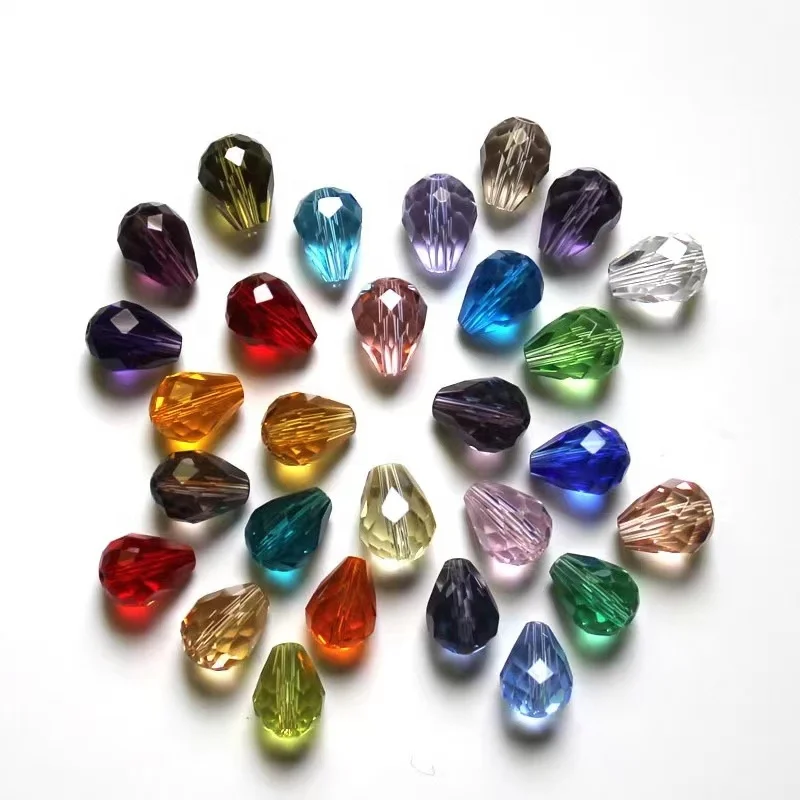 8*6mm 10*8mm 12x10mm Drop Faceted Glass Beads