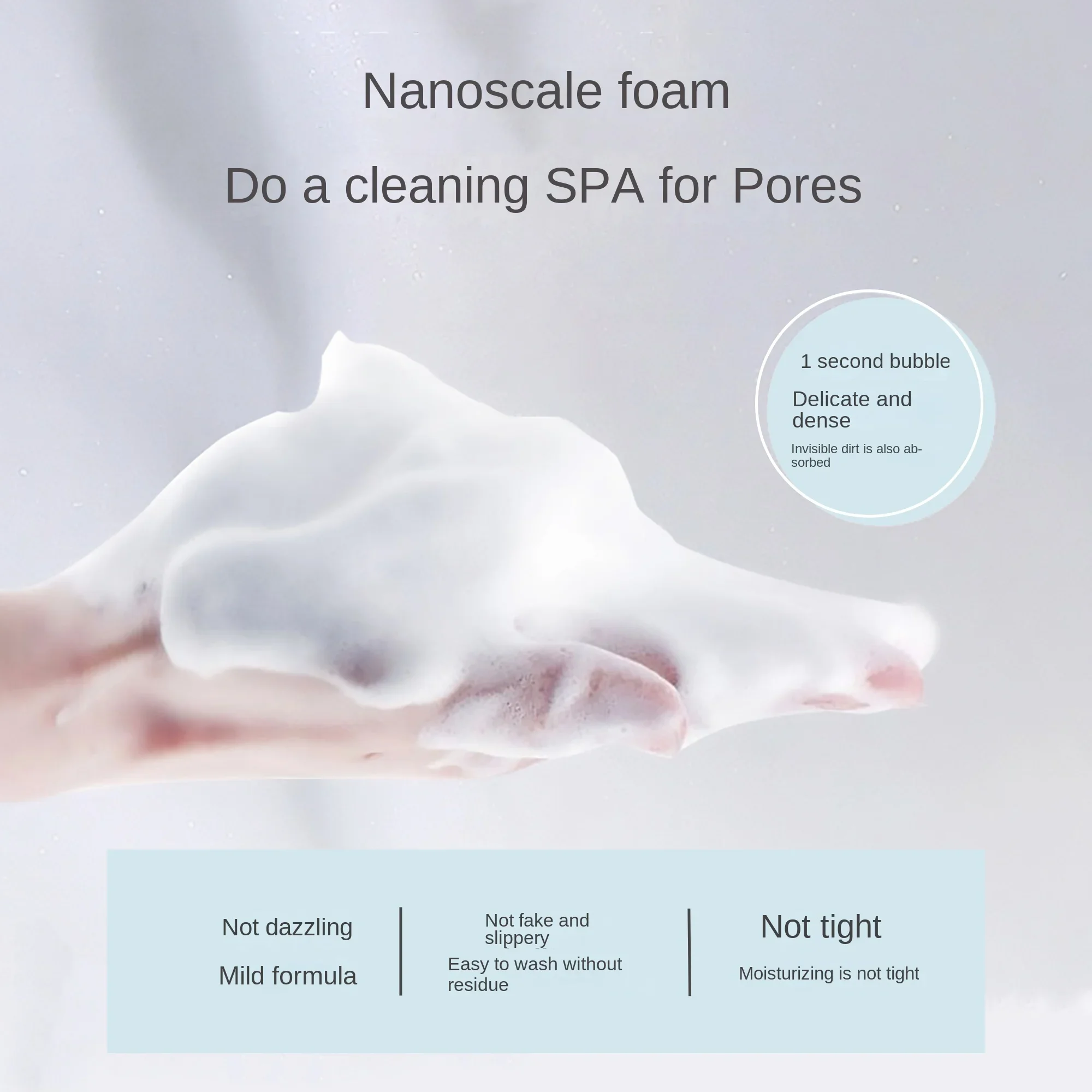 Own-brand Cosmetics Organic Deep Clean Removing Cuticle Oil Mild Amino Acid Cleansing Foam Cleanser OEM