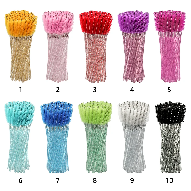 Eyebrow Pink Black Cleansing Colorful Mini Eye Wand Glitter Brush Extension Applicator Eyelash Spoolie Lash Disposable Mascara