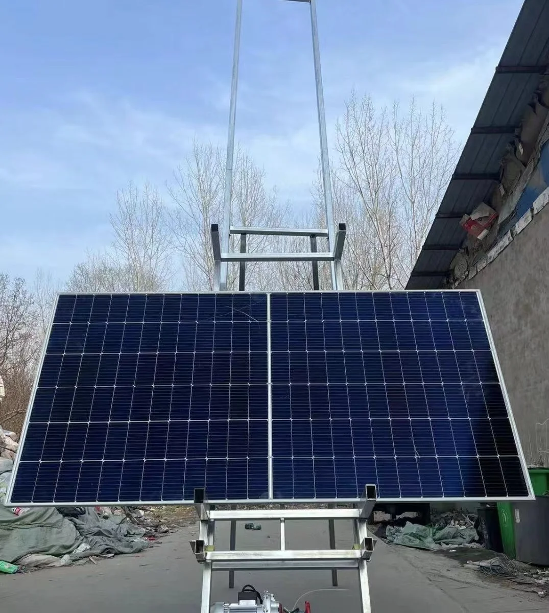 High Quality Hydraulic Electric Cargo Elevator Lift Solar Panel Lift 200kg 4 Panels Ladder Lifter