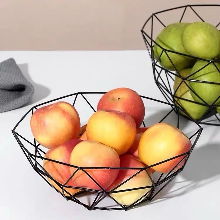 Storage Baskets Wire Fruit Baskets for Storage Bathroom Kitchen Toy Fruit Sundries Container Decoration Desktop Metal Earphone
