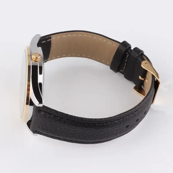 Custom Relojes Men Watch Rose Golden Case Leather Band Wristwatches Quartz  Luxury Watches For Men