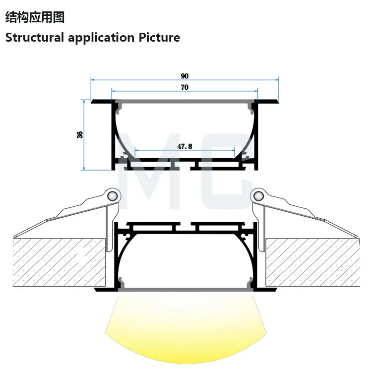 Aluminum extruded 1200mm t8 led tube profile