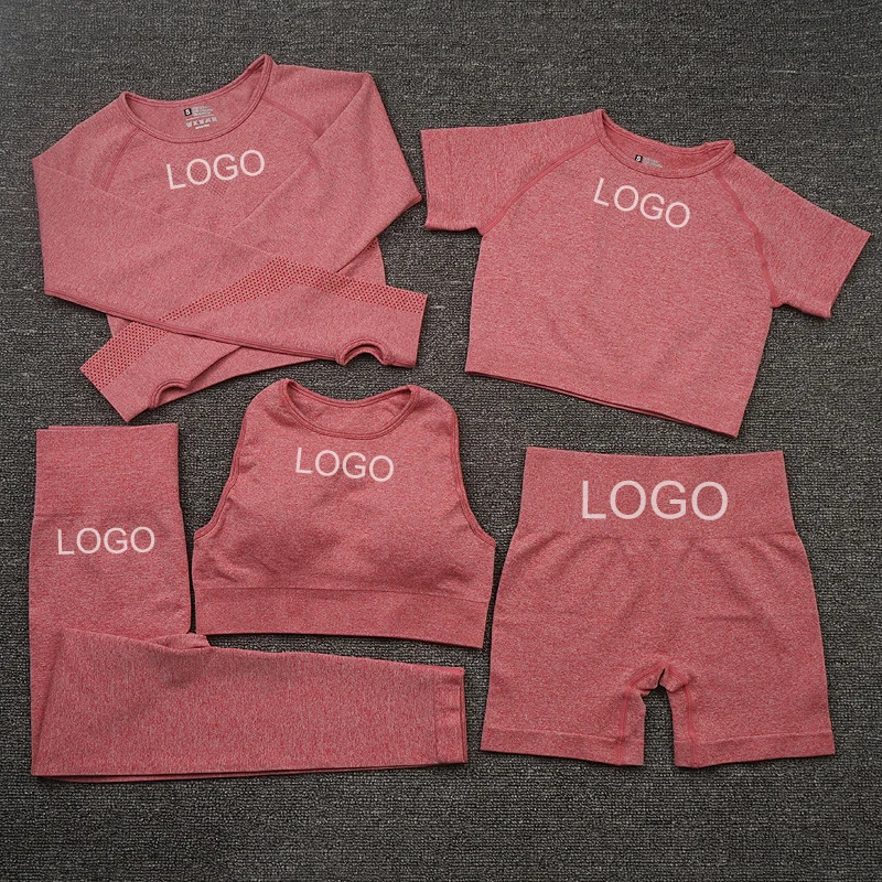 
Sportswear Active Wear 5 Pieces Sport Gym Workout Suit Fitness Women Conjunto Ropa Deportiva seamless Yoga Sets 