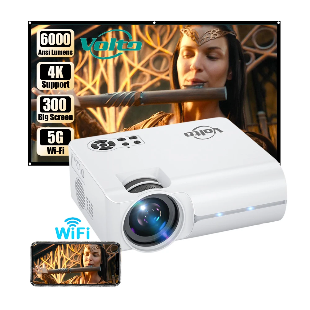 Wholesales Mini Projector volto6000 Lumens Support 1080P proyector HD Home Theater Movie Projectors
