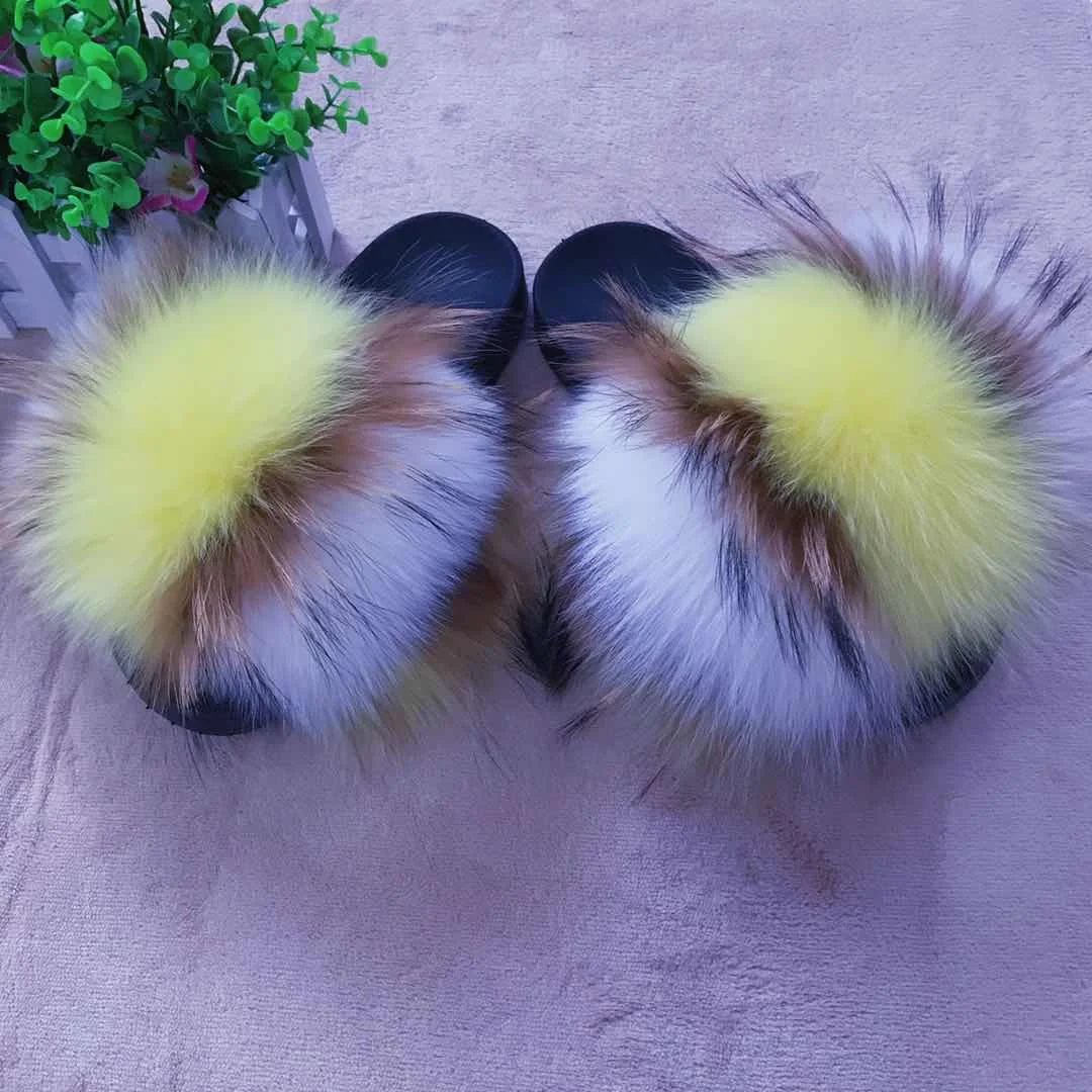 
Fur slipper for toddlers fox fur slippers real slippers women soft real fox fur slides 