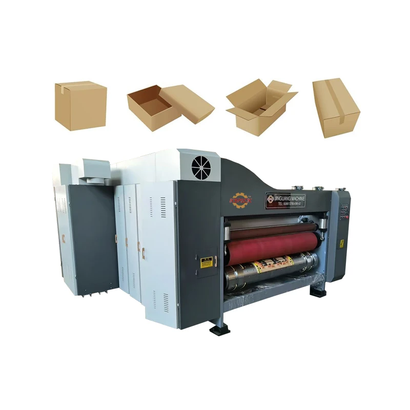 automatic paper products corrugated carton box pizza box  printing machine three color printing slotter die cutting machine