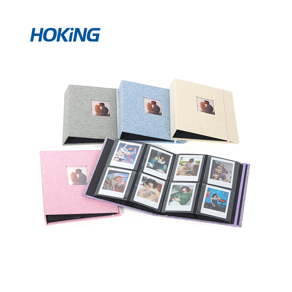 Linen Cover Printed Pocket Protection Custom PP Card Holder Plastic Binder Instax Mini Film Collecting wedding photo album
