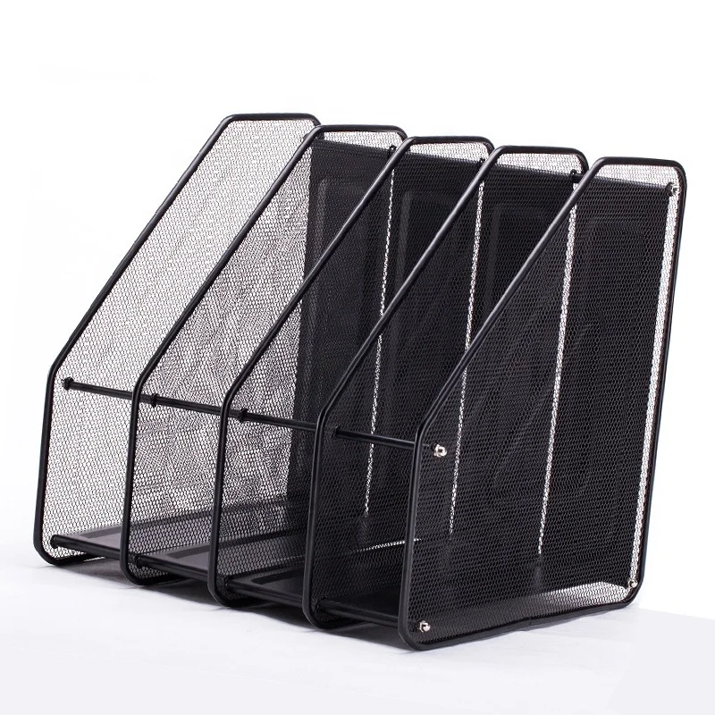 High Black Quality Metal Wire Magazine Holder 4 Components Mesh File Holder Office Desk Accessories Decorative File Box