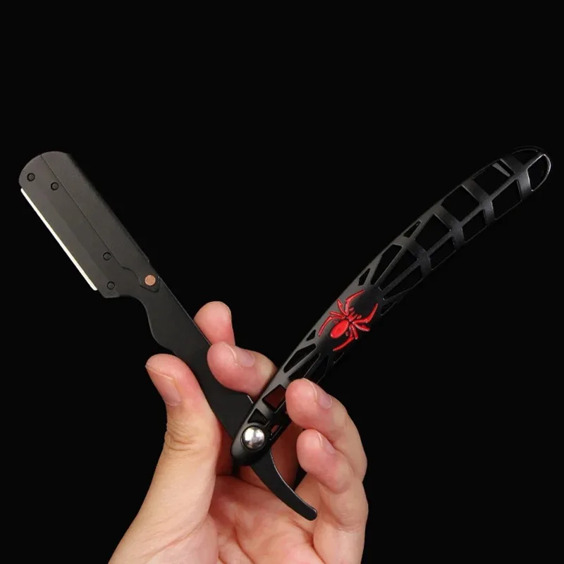 New Design Cut Throat Shavette Classic Spider Handle Straight Barber Razor Hollow out Razor For Haircut