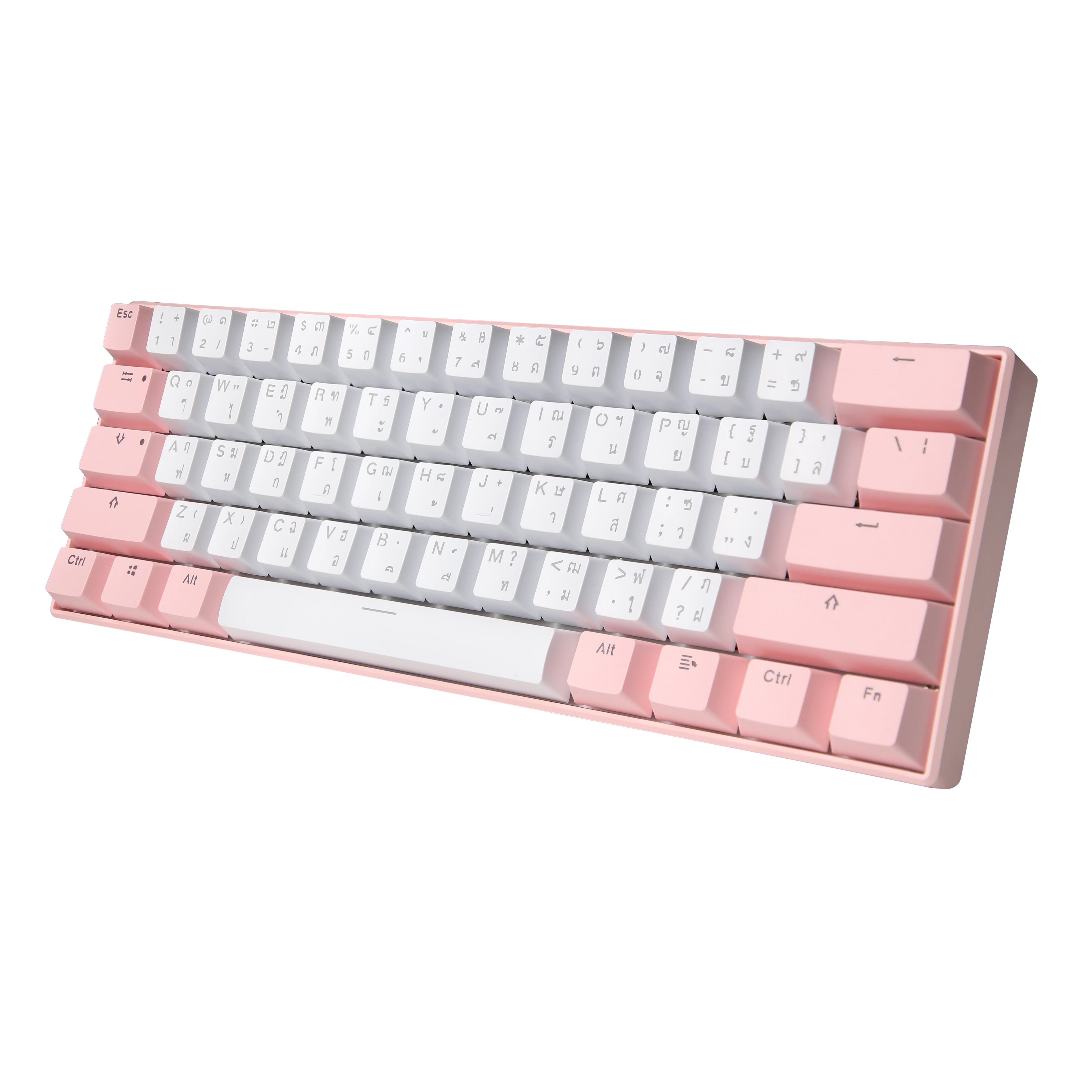 Newest design pink transparent keycaps mini gaming keyboard 60% diy hotswap ergonomic computer Thai language mechanical keyboard