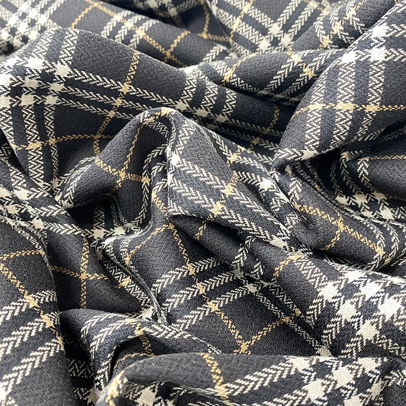 Harvest warp knitted spandex yarn dyed plaid ponte roma fabric for dress and coats