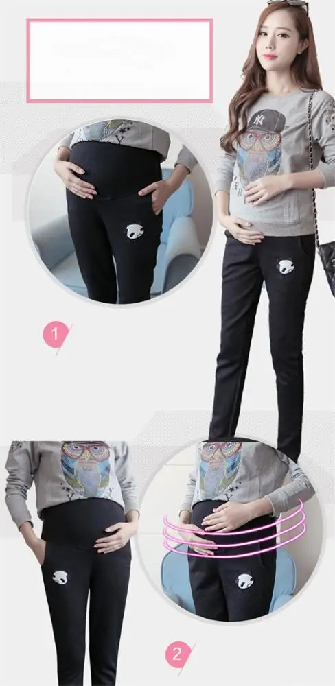 Брюшная одежда вышитые свободные повседневные тренировочные брюки большого размера для беременных женщин