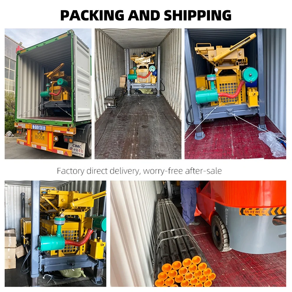 hydraulic crawler 600m 500m 400m 300m 200m 100m borehole pneumatic well drilling rig water hole drilling machines