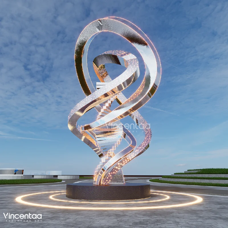 Vincentaa Custom Stainless Steel Light Sculpture Art Spiral Sculpture Products Metal Modern Art