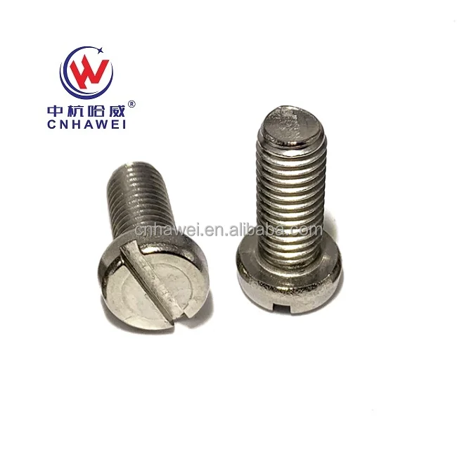 SS304/SS316 Slotted Cheese Head Screw Coarse Thread ISO 1207 Aluminium Nickel Material Various Sizes Lengths Oval Wafer M7 M16
