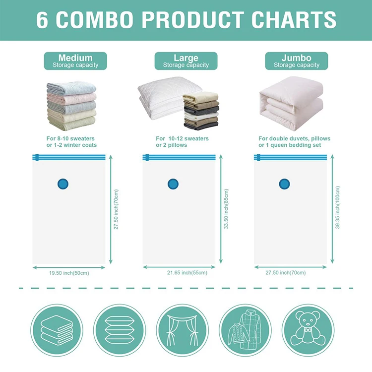 Foam Mattress Waterproof Saver Cube Big Size Vacuum Storage Bag Cloth Space Saver With Hand Pump For Clothes