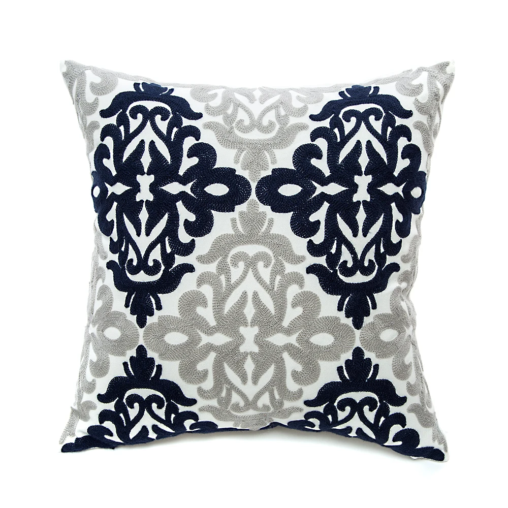 Decorative Embroidered Throw Pillows Covers Cushion Cases for Couch Sofa Bed Wine Red Grey Accent Geometric Floral