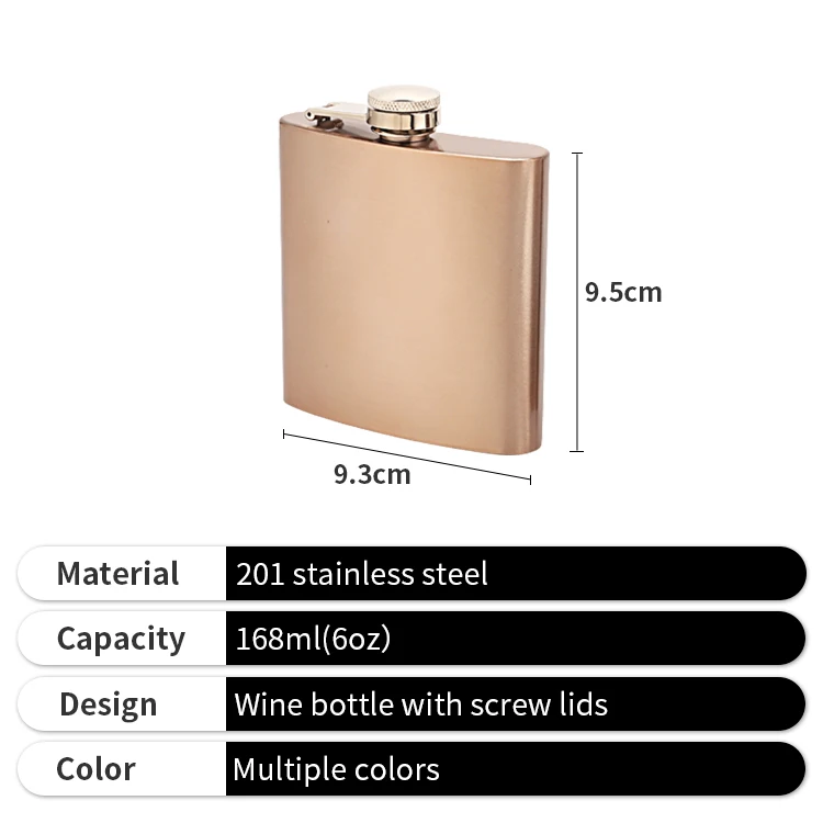 Hot Selling Stainless Steel Hip Flask 6oz Outdoor Portable Whisky Hip Flask For Corporate