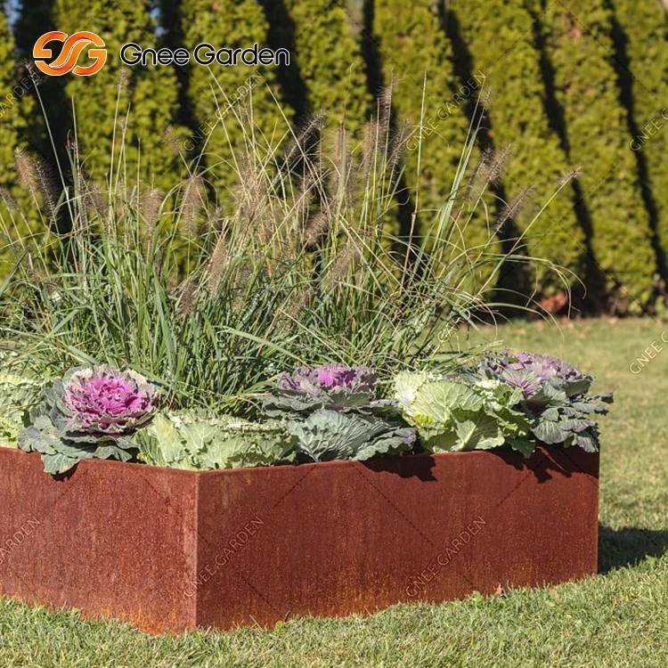Factory Customize Rustic Metal Tree Planters Garden Corten Steel Square Planter Outdoor Flower Pots