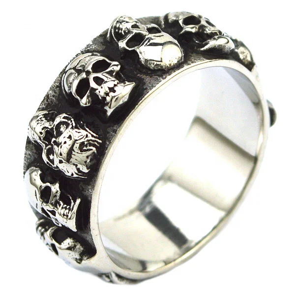 Halloween cheap punk style mens charm skull jewelry gift stainless steel ring