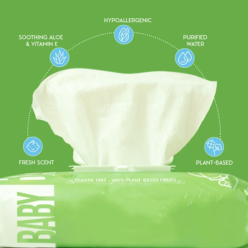 Wholesale Free Sample Sensitive Baby Face Wipes 80pcs 99.9 Pure Water Baby Products Wet Wipes