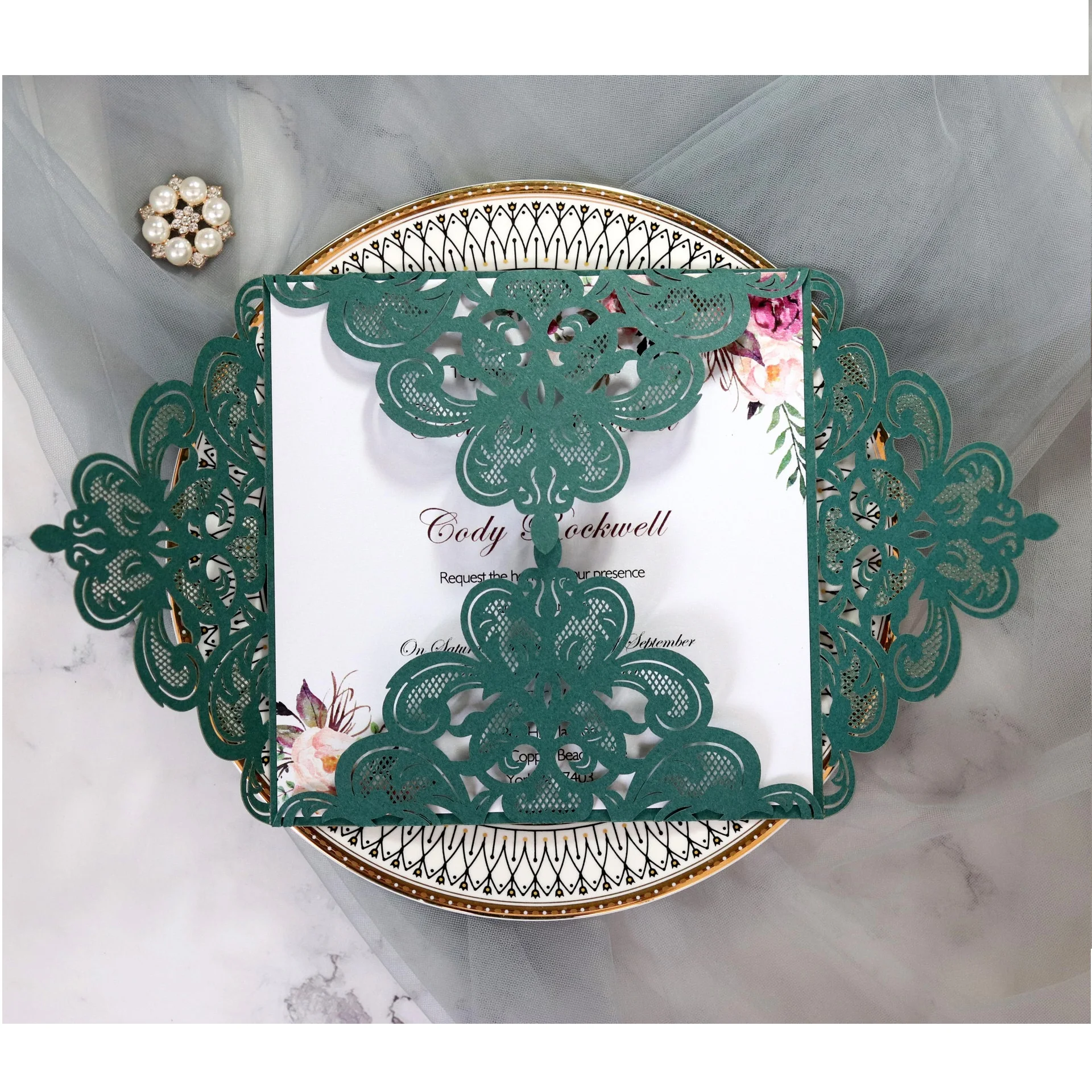 Европейская свадебная кружевная пригласительная открытка Праздничная поздравительная ажурная