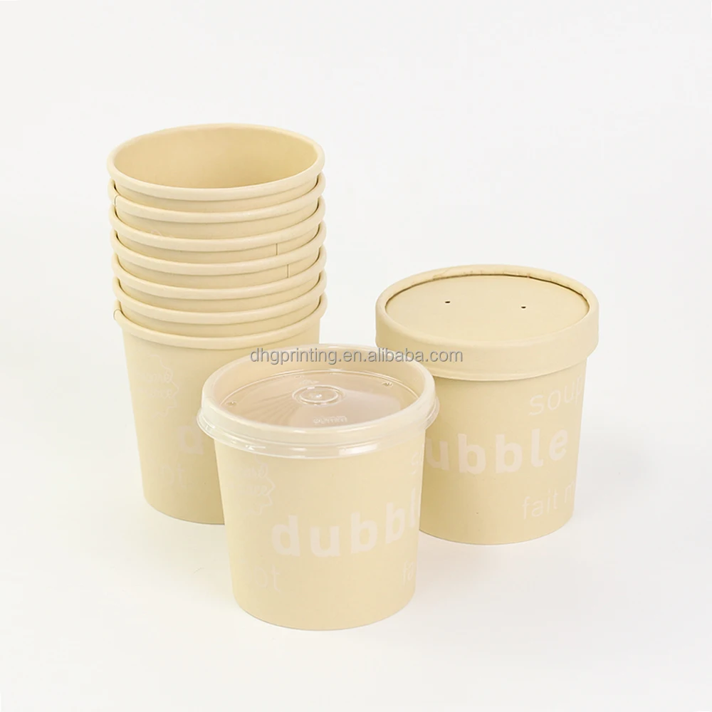Biodegradable 8oz 12oz 16oz 26oz 32ozBamboo Paper Disposable Noodle Soup Cup Bowl with Lid