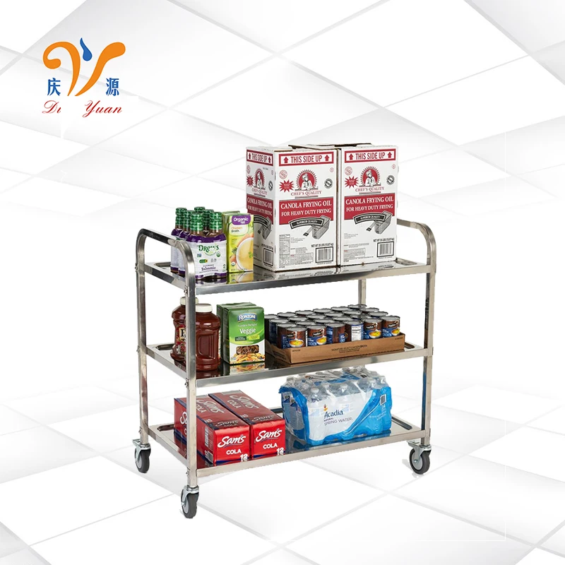 Hotel Buffet Room Equipment 3 Tier Stainless Steel Food Service Trolley Airline Tea Wine Service Cart Designs Prices