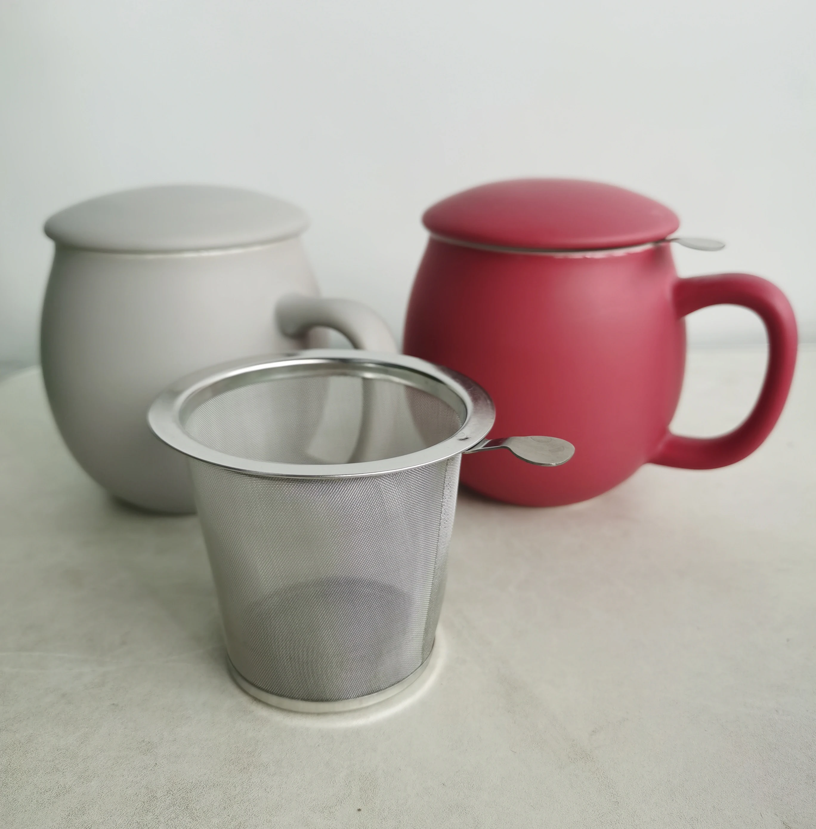 12oz Steeping Tea Cups Loose Tea Brewing System Teaware Single Cup Ceramic Tea Mug With Stainless Steel Strainer and Lid